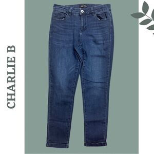 🛍️3/$40 Charlie B  Skinny Blue Jeans Distressed
Pockets Whiskering Size 6